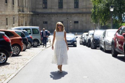 Yolanda Díaz a su llegada a los Cursos de Verano de la Complutense