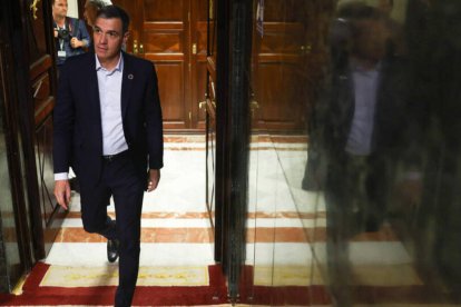 Pedro Sánchez a su llegada al Congreso