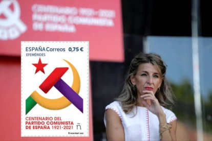 Yolanda Díaz y el sello conmemorativo al comunismo