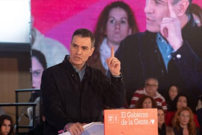 Pedro Sánchez el sábado en un mitin del PSOE en Sevilla.