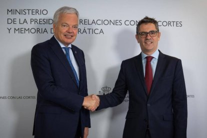 Didier Reynders y Félix Bolaños en su reunión