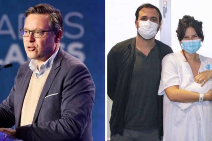 Alfonso Serrano y Allberto Garzón con su mujer e hijo