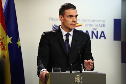 Pedro Sánchez, este jueves en Bruselas.