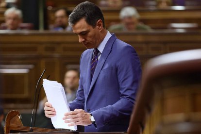 Pedro Sánchez, en la tribuna del Congreso.