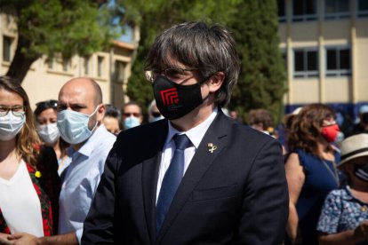 El expresident Carles Puigdemont; durante el acto de celebración de los 60 años de Òmnium Cultural, a 16 de julio de 2021