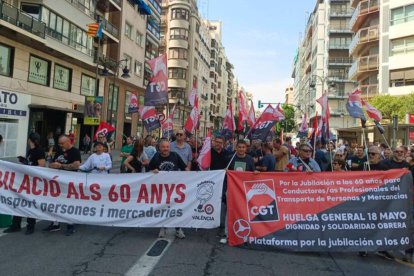 Manifestación de conductores de la EMT de Valencia.