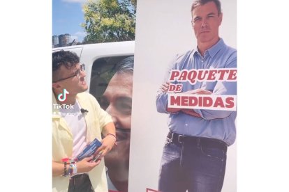 El cartel del PSOE de Galicia con el paquete de Sánchez