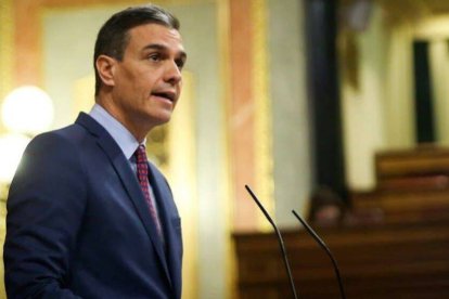 Pedro Sánchez, en la tribuna del Congreso