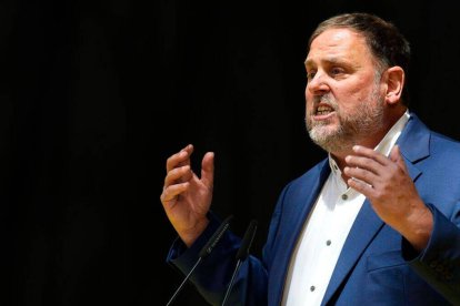 Oriol Junqueras, en un mitin de ERC esta semana.