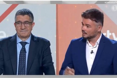 Patxi López y Gabriel Rufián durante el debate de portavoces en TVE.