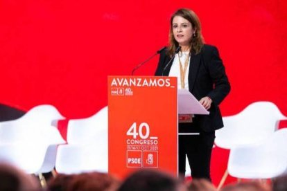 Adriana Lastra, durante su intervención en el 40 Congreso Federal.