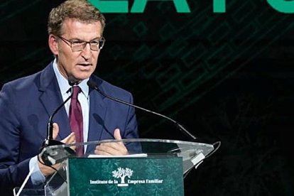 Feijóo durante su intervención en el Congreso de la Empresa Familiar, en Bilbao,. Foto de Tarek.