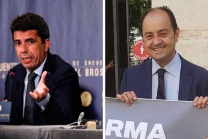 Carlos Mazón en el Club de Encuentro Manuel Broseta y el presidente de Juristes Valencians, José Ramón Chirivella