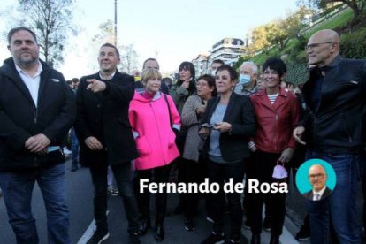 Junqueras y Otegi en la marcha a favor de etarras