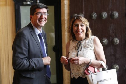 La expresidenta de la Junta y senadora Susana Díaz y el exvicepresidente andaluz, Juan Marín, en una imagen de archivo.