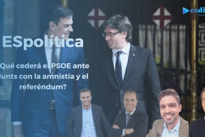 Al fondo de la imagen se ve a Pedro Sánchez junto a Carles Puigdemont