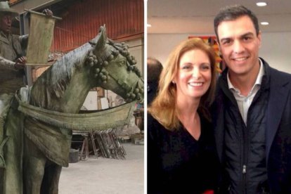 La polémica escultura y Amparo Marco con Pedro Sánchez