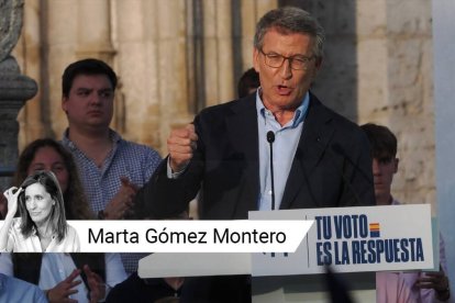 El líder del PP, Alberto Núñez Feijóo, durante su último mitin.