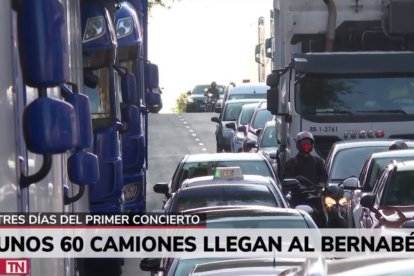 Los camiones de Taylor Swift toman la Castellana (FOTO: Telemadrid)