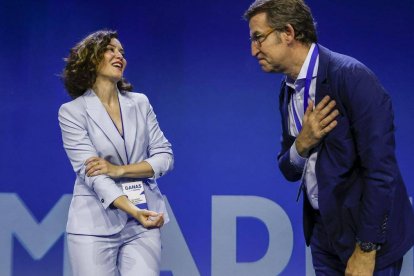 Feijóo y Ayuso en la clausura del congreso del PP de Madrid.