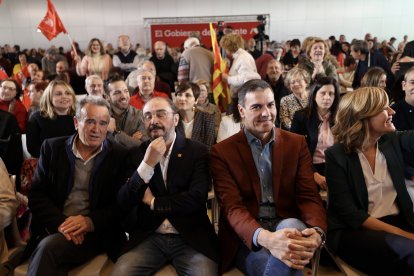 El presidente de Aragón, Javier Lambán y el presidente del Gobierno, Pedro Sánchez