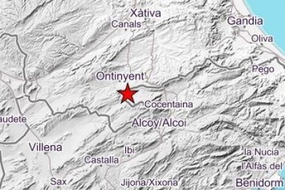 Mapa del terremoto registrado en Agres