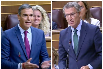 Pedro Sánchez y Feijóo en la sesión de control del Congreso