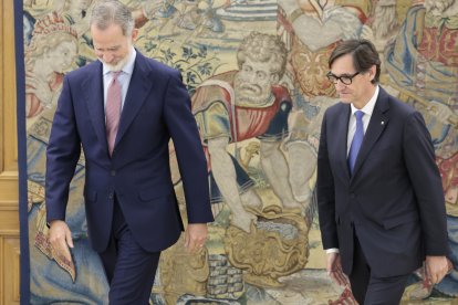 El Felipe VI y Salvador Illa, este miércoles en La Zarzuela.