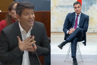 El diputado del PSOE en la Asamblea de Madrid, Juanjo Marcano Dasilva, y el presidente del Gobierno, Pedro Sánchez.