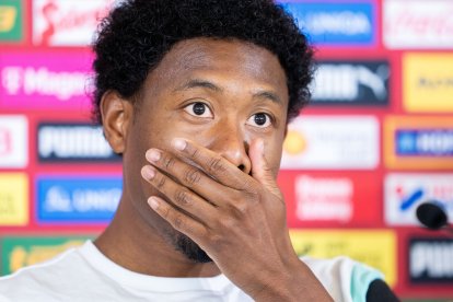 El jugador del Real Madrid, David Alaba, durante una rueda de prensa en la pasada Eurocopa.