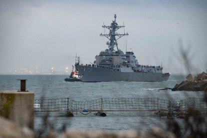 'Llegada del destructor 'USS Oscar Austin' de la Marina de Estados Unidos a la base de Rota, Cádiz.