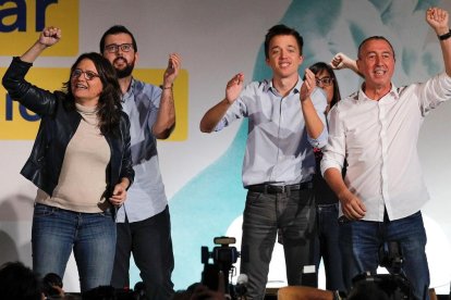 Íñigo Errejón con Joan Baldoví y Mónica Oltra