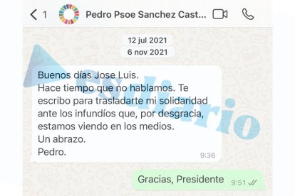 El whatsapp de Sánchez a Ábalos