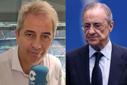 El periodista de COPE, Manolo Lama, y el presidente del Real Madrid, Florentino Pérez.