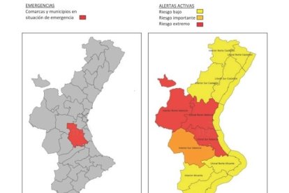 Alertas activas por en la Comunitat Valenciana por la DANA de este martes, a las 10 horas