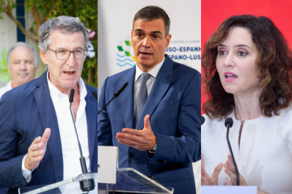 Alberto Núñez Feijóo, Pedro Sánchez e Isabel Díaz Ayuso