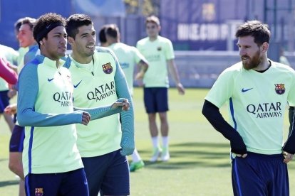 Neymar, Luis Suárez y Messi en el Barcelona.