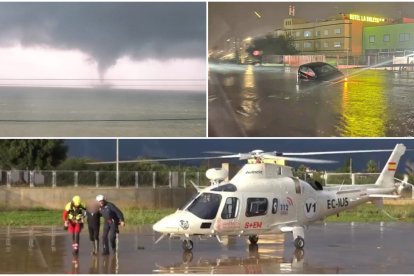 Un tornado, un coche inundado y un anciano rescatado por los Bomberos en Vinaròs.