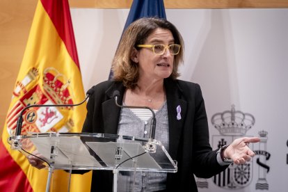 Teresa Ribera, durante la entrega la cartera a Sara Aagesen