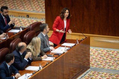 La presidenta de la Comunidad de Madrid, Isabel Díaz Ayuso, en la Asamblea