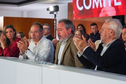 El secretario general del PSOE de Andalucía, Juan Espadas interviene en el Comité Director del partido en Jaén.