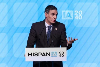 El presidente del Gobierno, Pedro Sánchez, interviene en un acto sobre la IA