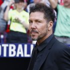Simeone, en el último partido de la pasada temporada en el Metropolitano.