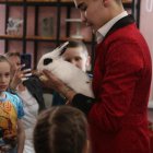 Un mago con un conejo