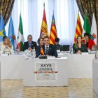 El presidente del Gobierno, Pedro Sánchez, durante la XXVII Conferencia de Presidentes, en el Palacio de la Magdalena.