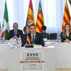 El presidente del Gobierno, Pedro Sánchez, durante la XXVII Conferencia de Presidentes, en el Palacio de la Magdalena.