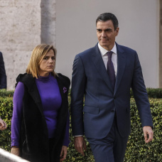 Pilar Bernabé y Pedro Sánchez en su última visita a Valencia
