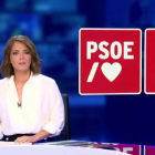 María Casado en los informativos de Telecinco.