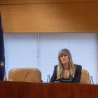 La mujer del presidente del Gobierno, Begoña Gómez, durante la Comisión de 
Investigación de la Asamblea de Madrid.