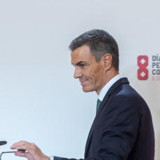 El presidente del Gobierno, Pedro Sánchez, interviene durante el acto de la Agencia Española de Cooperación Internacional.
